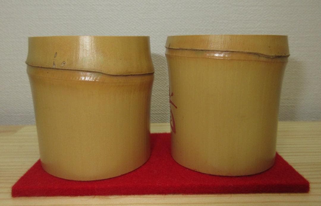 送料込【逢絢亭】茶道具 竹蓋置 一双 藤井誡堂書付 西川楳玄作 共箱入り