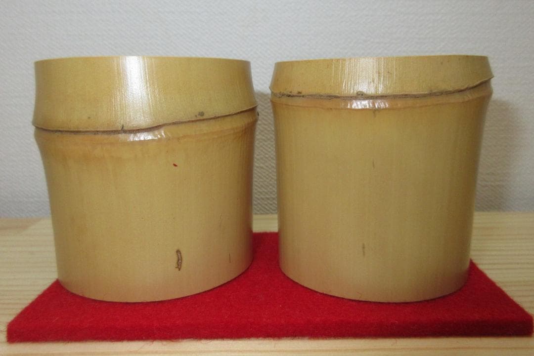 送料込【逢絢亭】茶道具 竹蓋置 一双 藤井誡堂書付 西川楳玄作 共箱入り