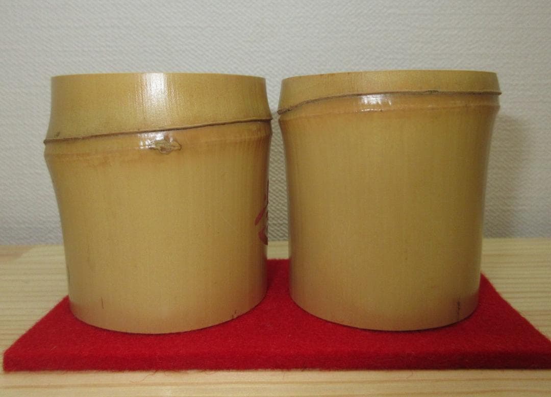 送料込【逢絢亭】茶道具 竹蓋置 一双 藤井誡堂書付 西川楳玄作 共箱入り