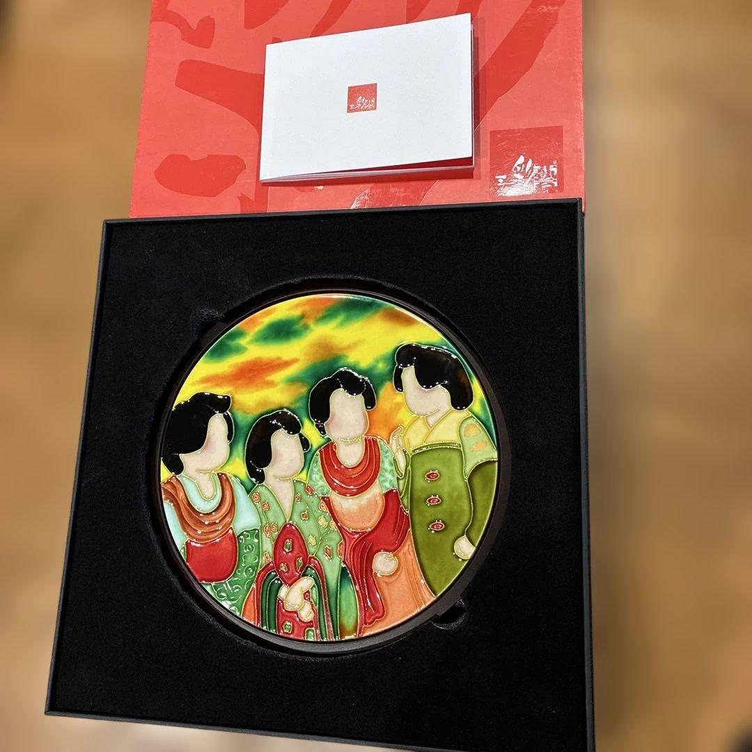 三彩芸術 陶器鏡女性の人物画