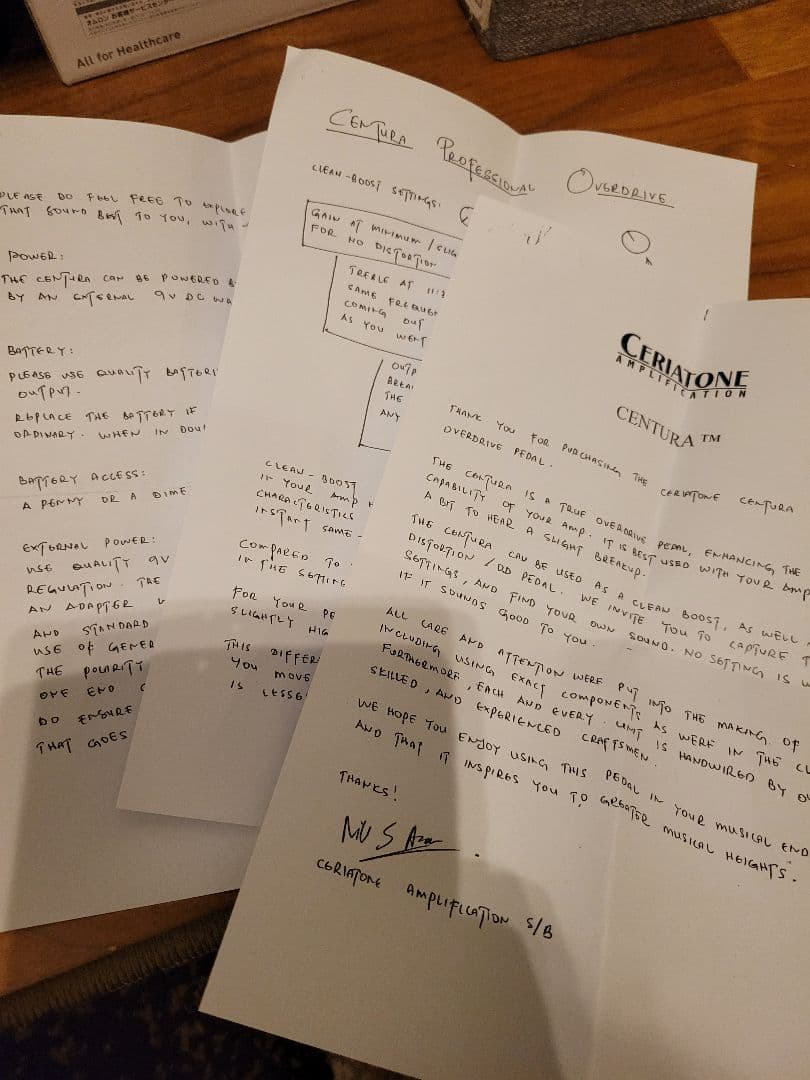 Ceriatone CENTURA Klon ギターエフェクター