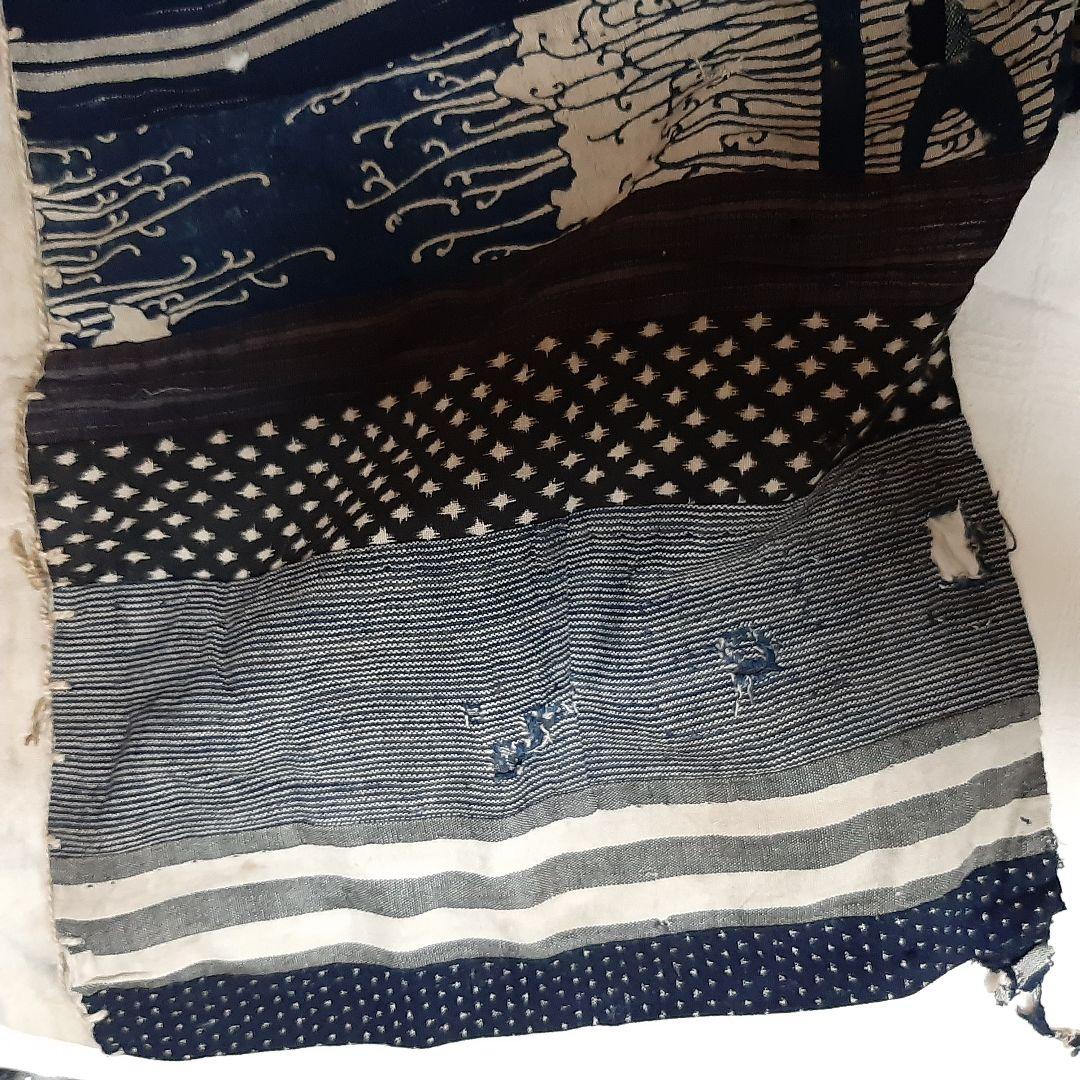 襤褸　巾着　藍木綿