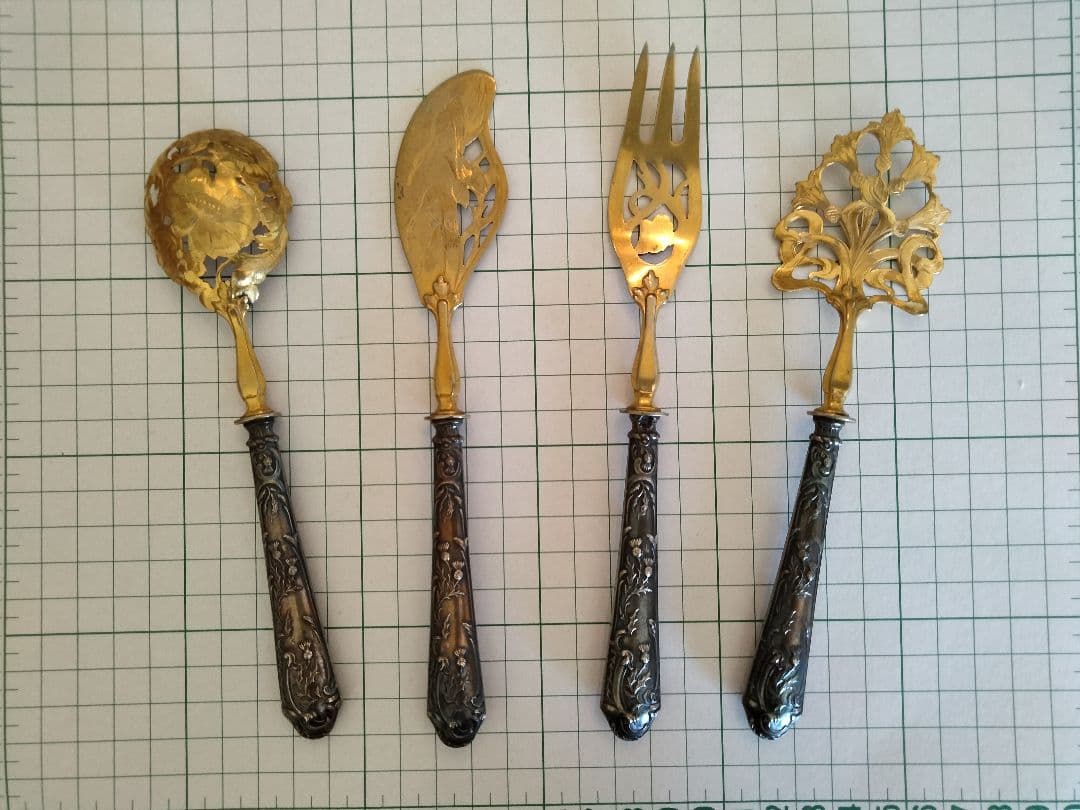 最終価格、フランス製、アザミ、純正アールヌーボウ、950シルバー、精巧な彫刻