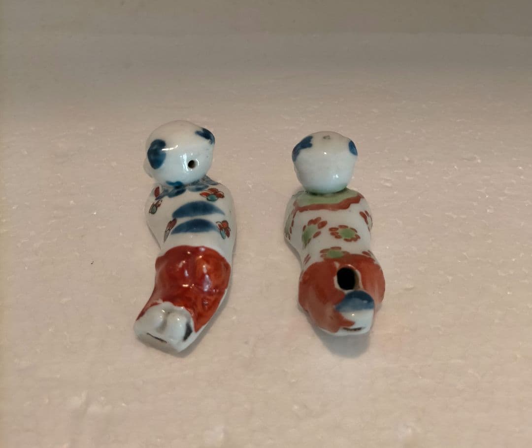 江戸時代　柿右衛門　唐子形笛　江戸時代中期の型1個、後期型1個　伊万里焼　有田焼