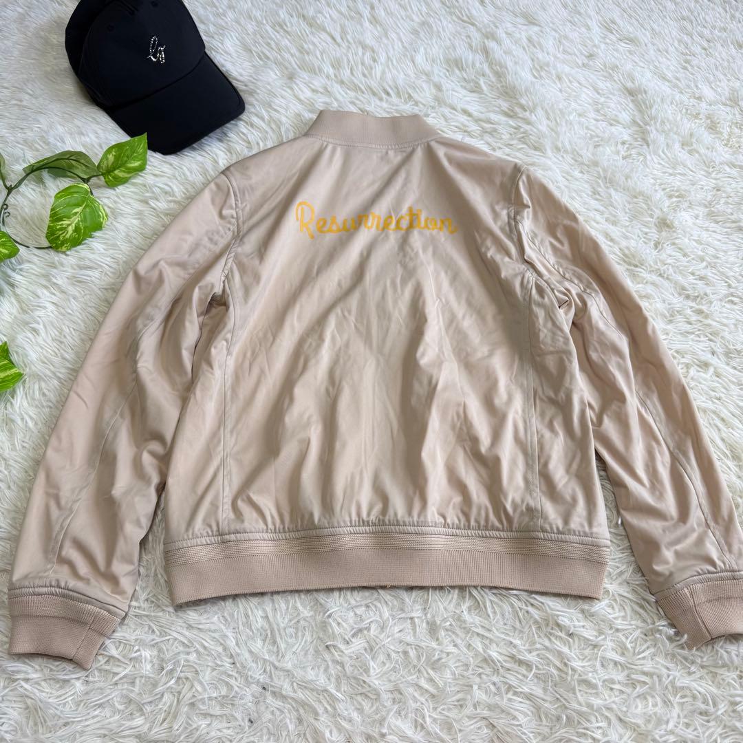 【レザレクション】美品 ジップジャケット ベージュ 刺繍ロゴ S レディース
