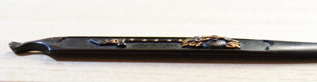 【祝飾図笄 赤銅魚子地】鍔 鐔 笄 日本刀 刀装具 武具 骨董 アンティーク