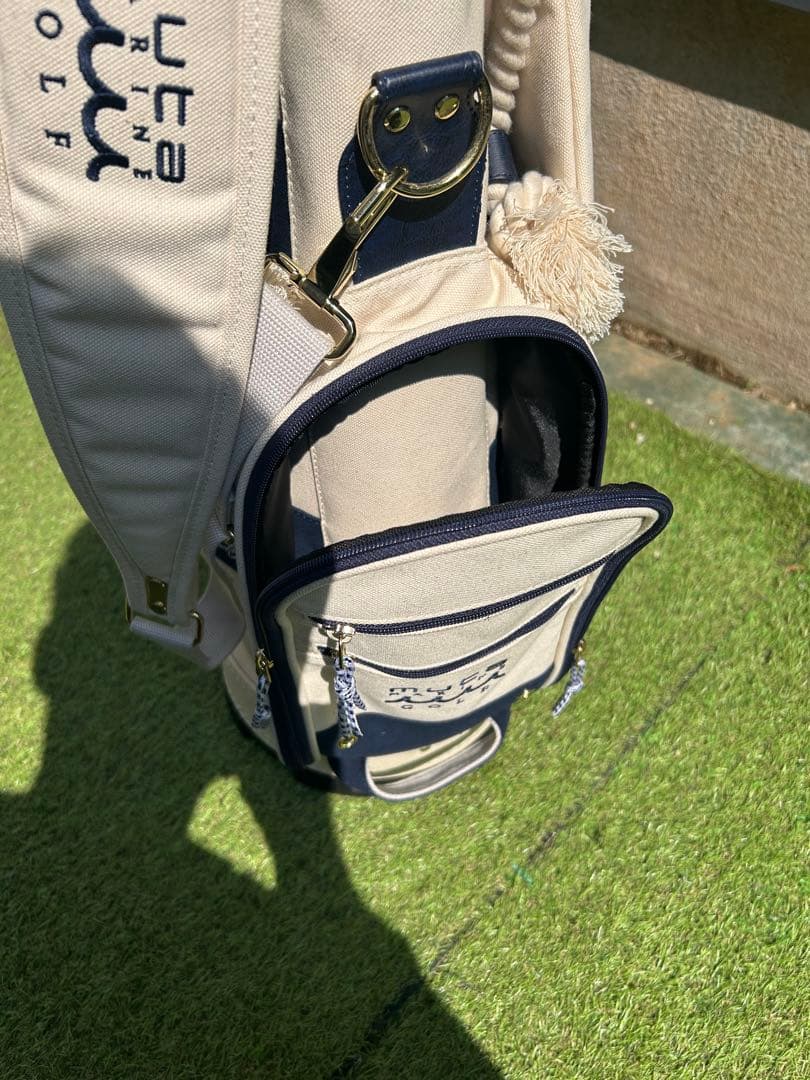 MUTA MARINE GOLF ボーダー柄 帆布製 ホワイト×ネイビー