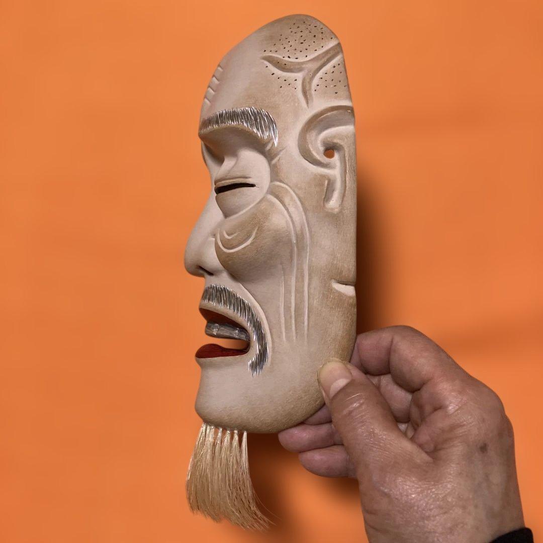 能面　景清　かげきよ　木彫り　手彫り　桐箱