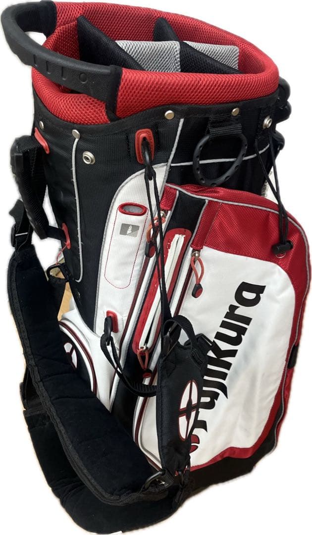 Fujikura スタンド付きゴルフキャディバッグ 約90cm 黒赤白