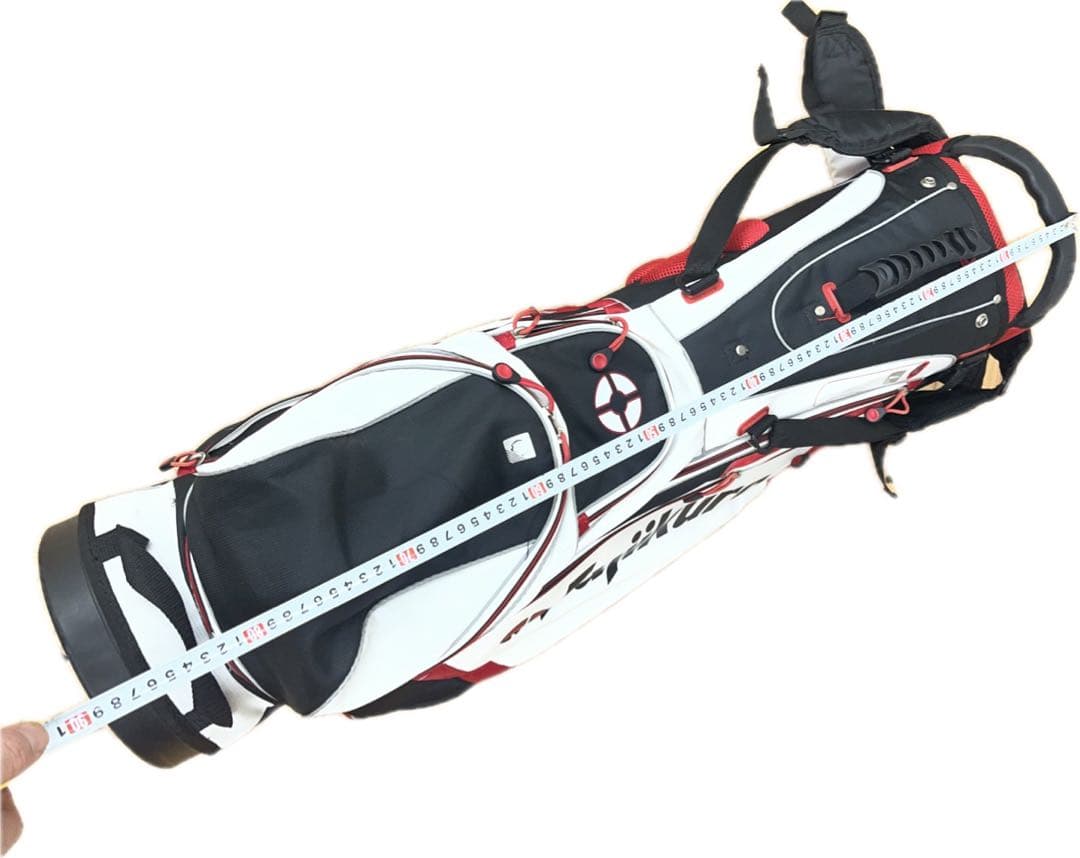 Fujikura スタンド付きゴルフキャディバッグ 約90cm 黒赤白