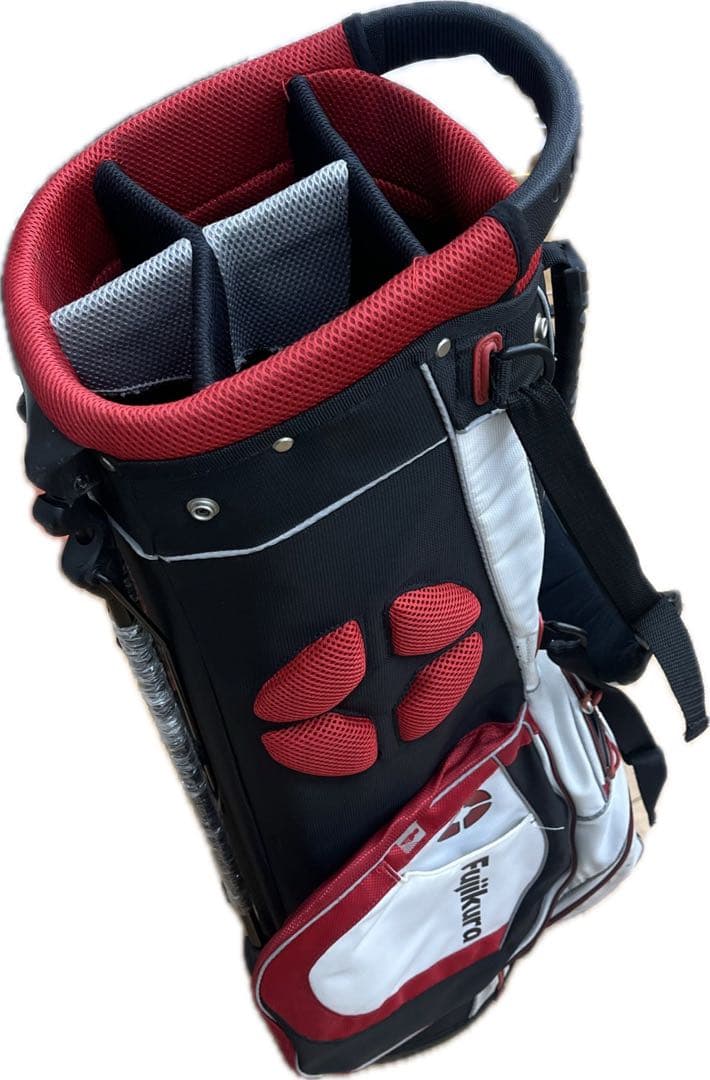 Fujikura スタンド付きゴルフキャディバッグ 約90cm 黒赤白