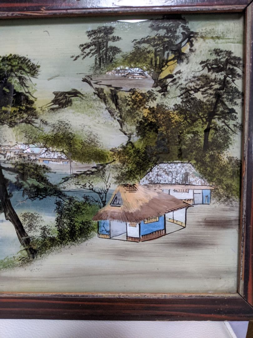 ガラス絵　レトロ