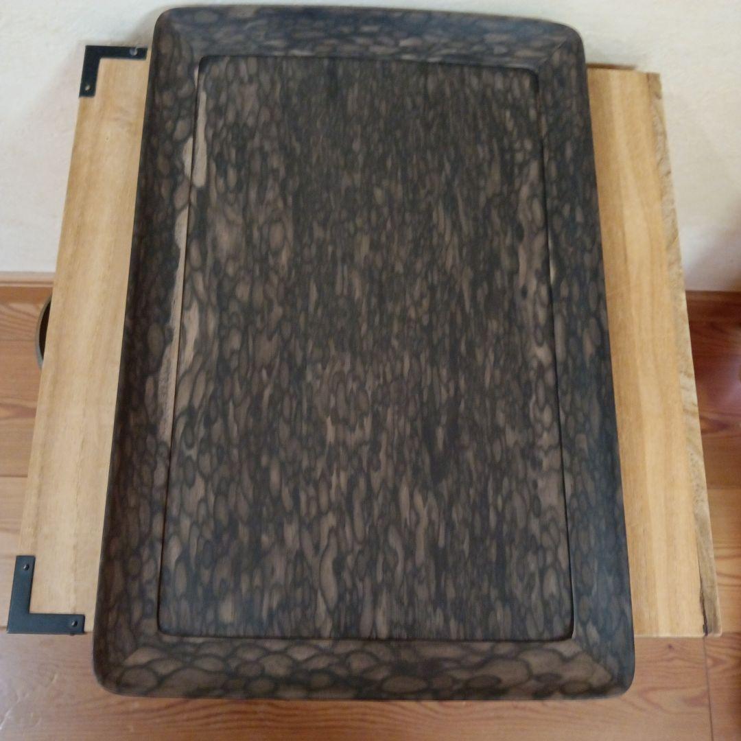 銘木黒柿　極上孔雀杢　香盆