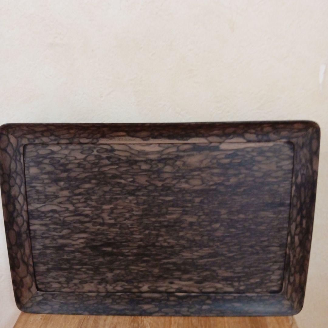 銘木黒柿　極上孔雀杢　香盆