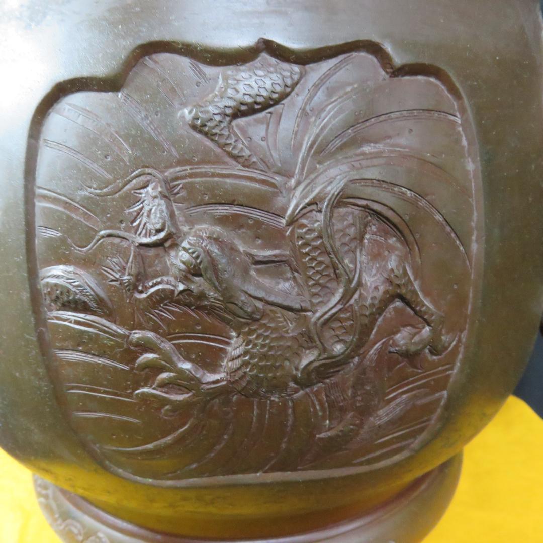 火鉢 双耳 灰入り キリン 麒麟 鳳凰 亀 龍 ドラゴン