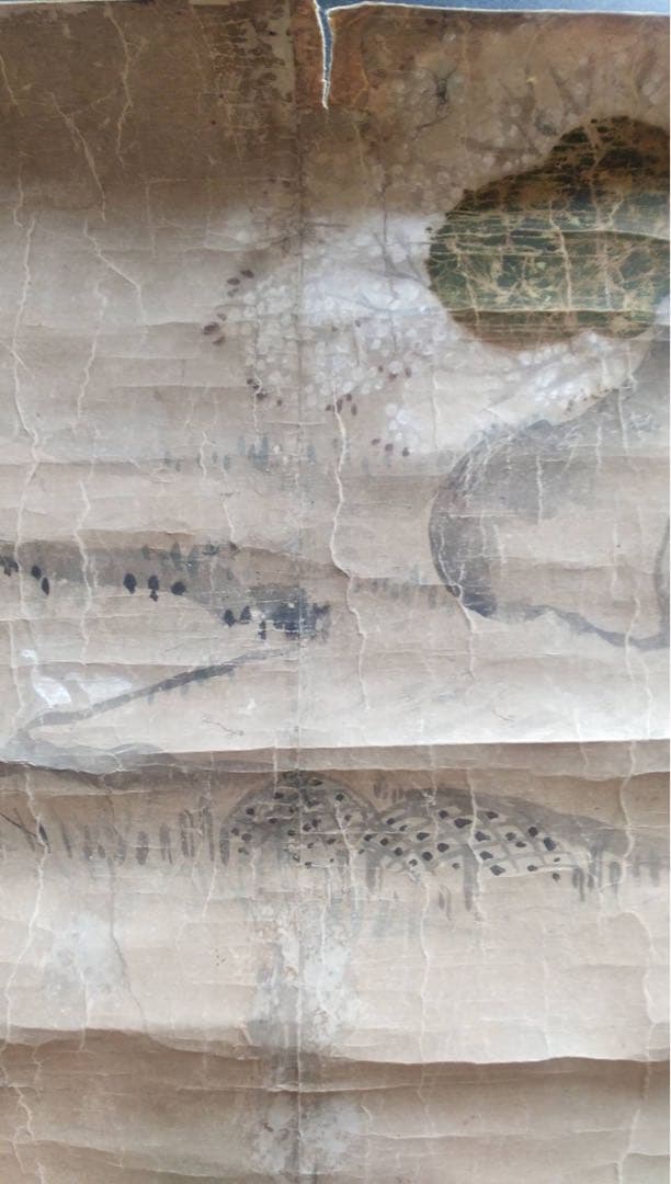 まくり　日本画　江戸時代　道中風景　紙本彩色