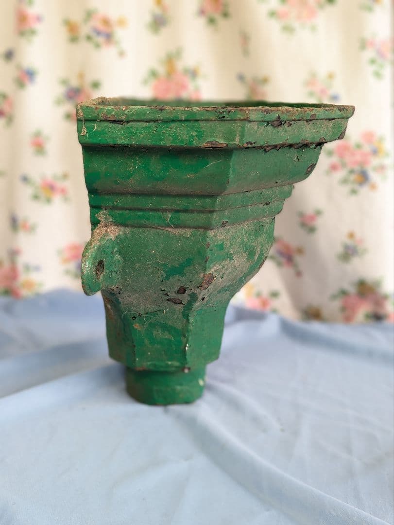 イギリス アンティーク 鉄製 壁掛けプランター 植木鉢 グリーン 525
