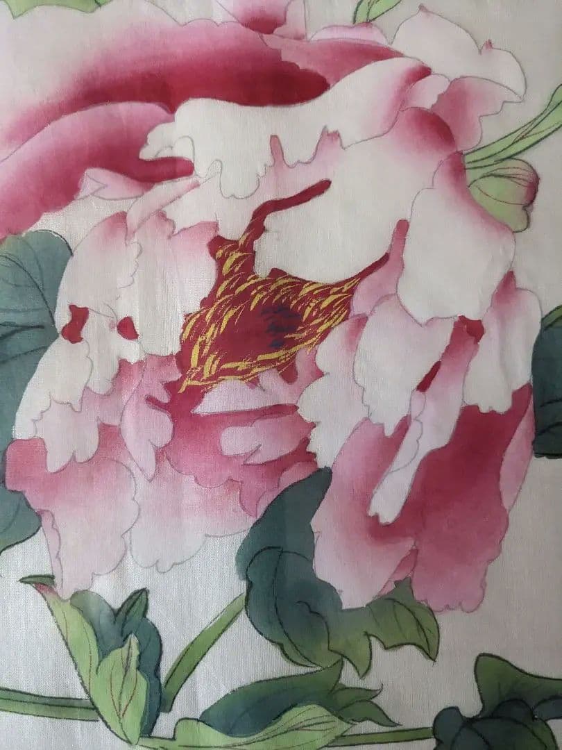 ♦木原和敏 日展特選 絹本彩色画 牡丹 額縁ガラス入 日展会員 洋画家 広島県