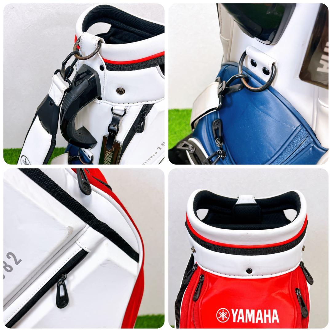 YAMAHA キャディバッグ 白×赤 フードカバー付 ツアー系デザイン　ゴルフ