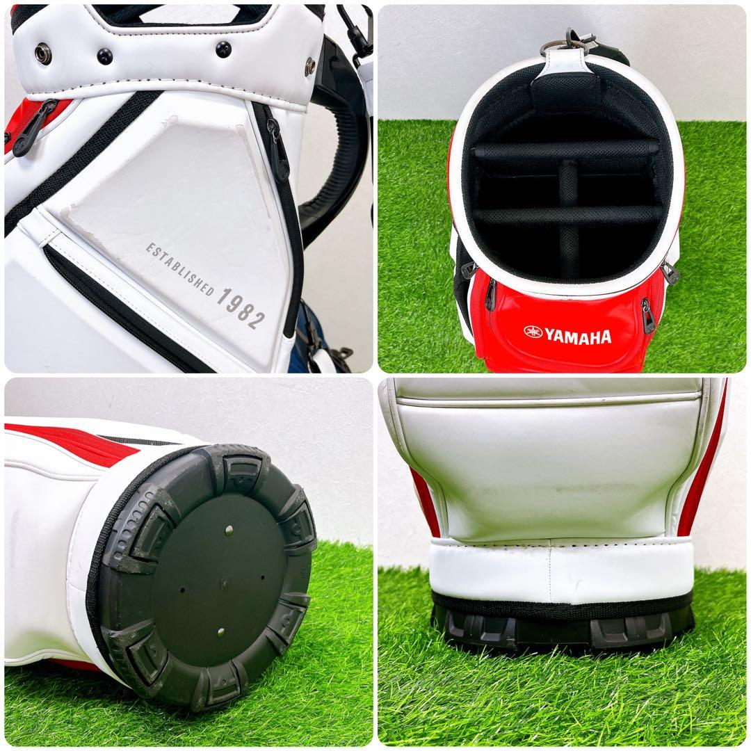 YAMAHA キャディバッグ 白×赤 フードカバー付 ツアー系デザイン　ゴルフ