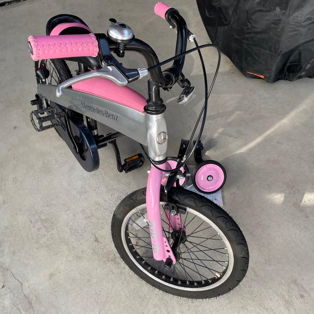 【高級車】メルセデスベンツ　キッズ自転車　１６インチ　ピンク/シルバー