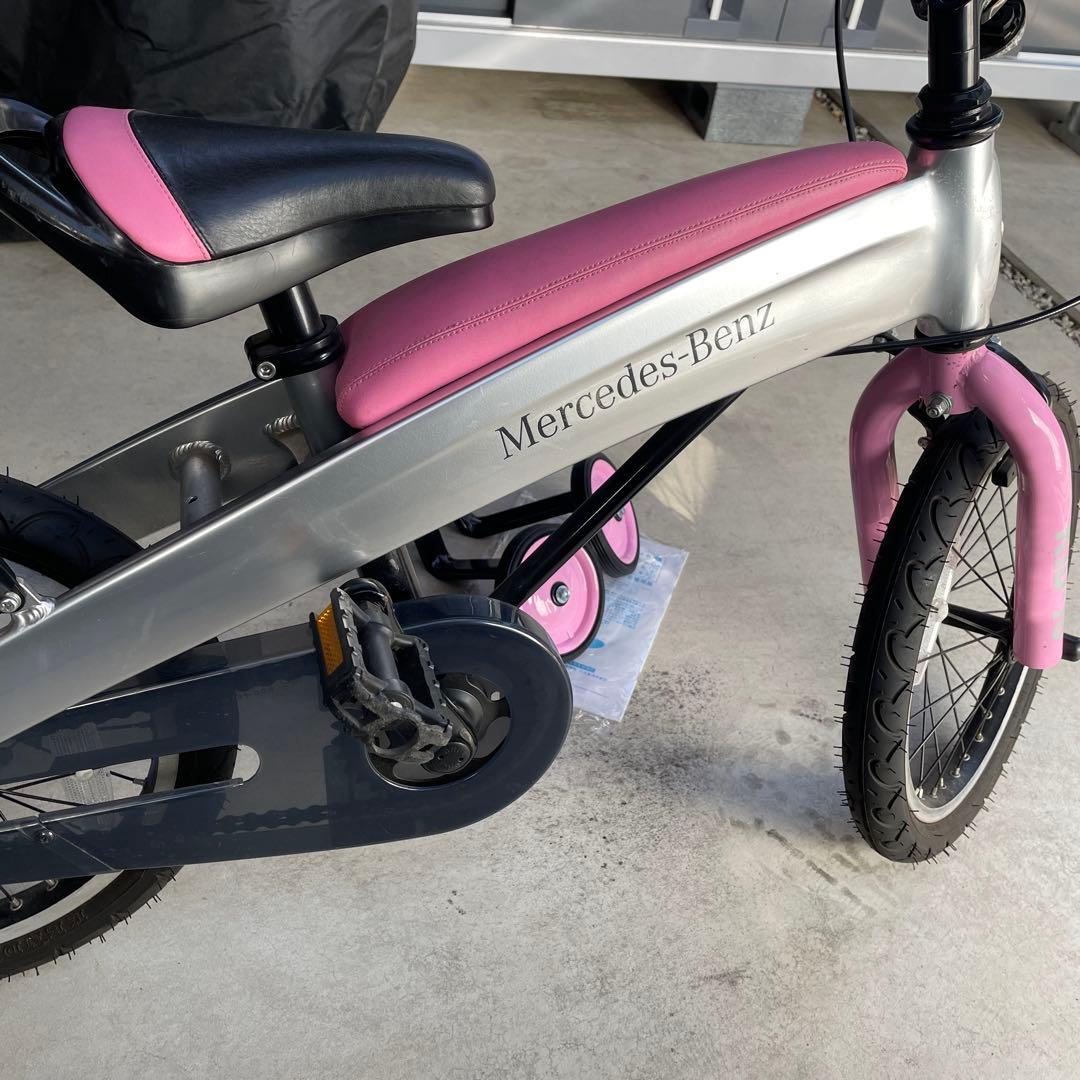【高級車】メルセデスベンツ　キッズ自転車　１６インチ　ピンク/シルバー