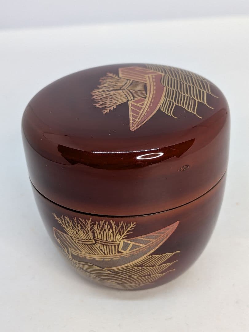 ☆b737、薄茶器（棗）薄茶用の抹茶 容器 川端近左の柴舟蒔絵