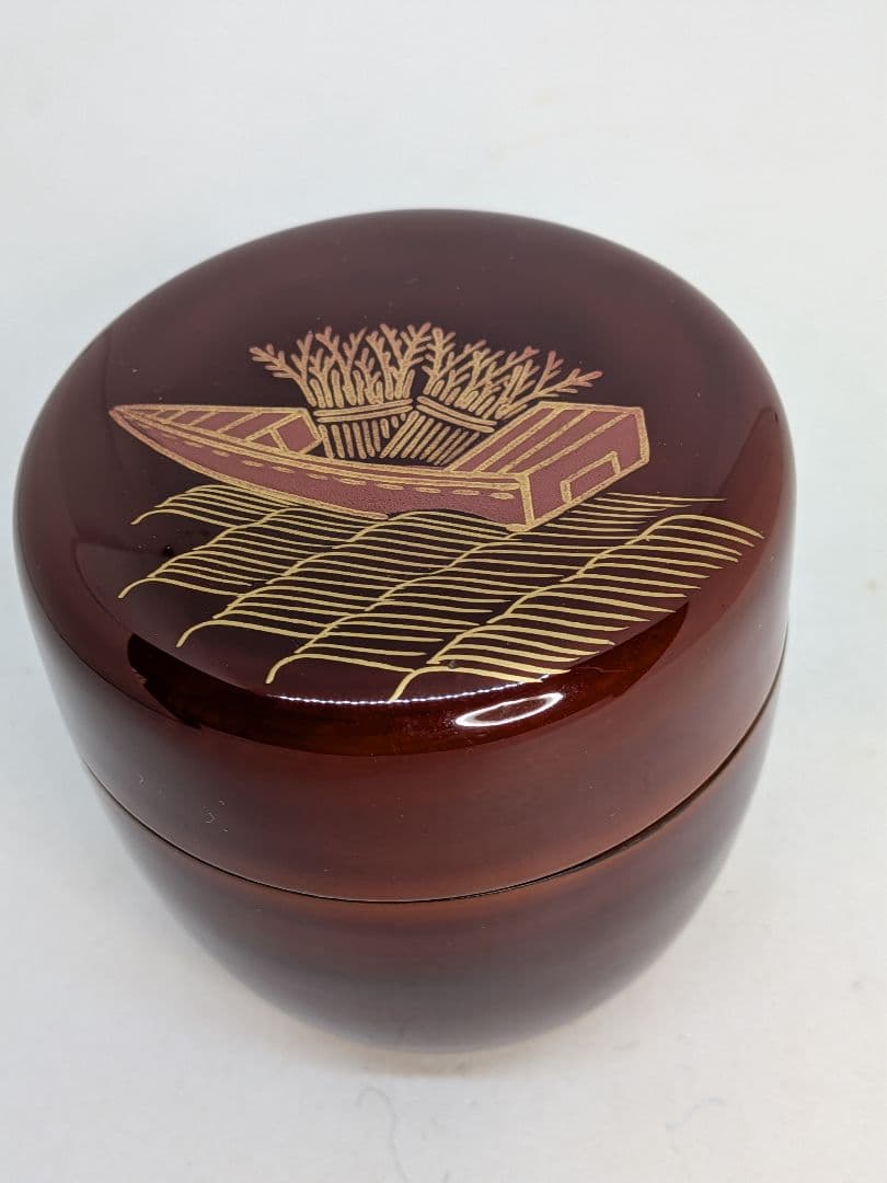 ☆b737、薄茶器（棗）薄茶用の抹茶 容器 川端近左の柴舟蒔絵