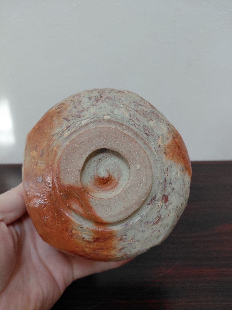 【備前焼】川端文男 備前 自然練込茶碗 共箱 共布 陶歴 茶道具