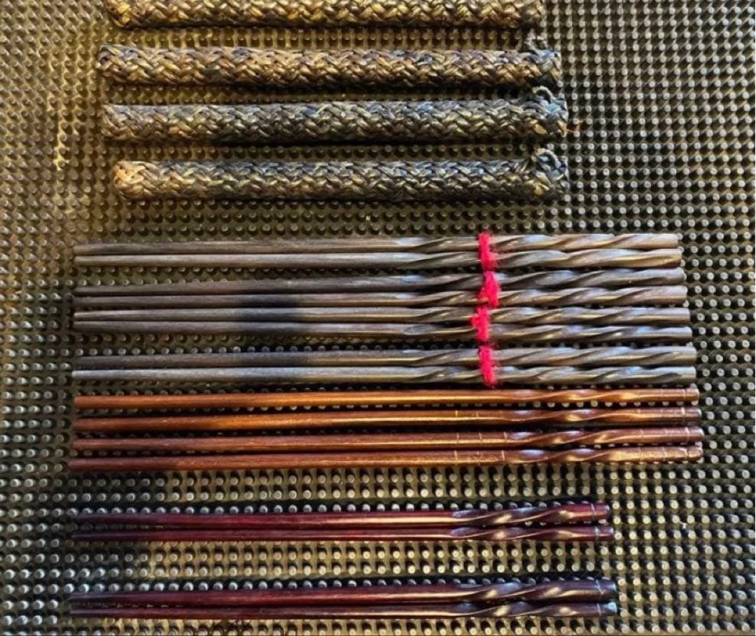 レア　美品　台形久留米籃胎(らんたい)漆器　付属 ・箸・箸置き・合計２１点セット