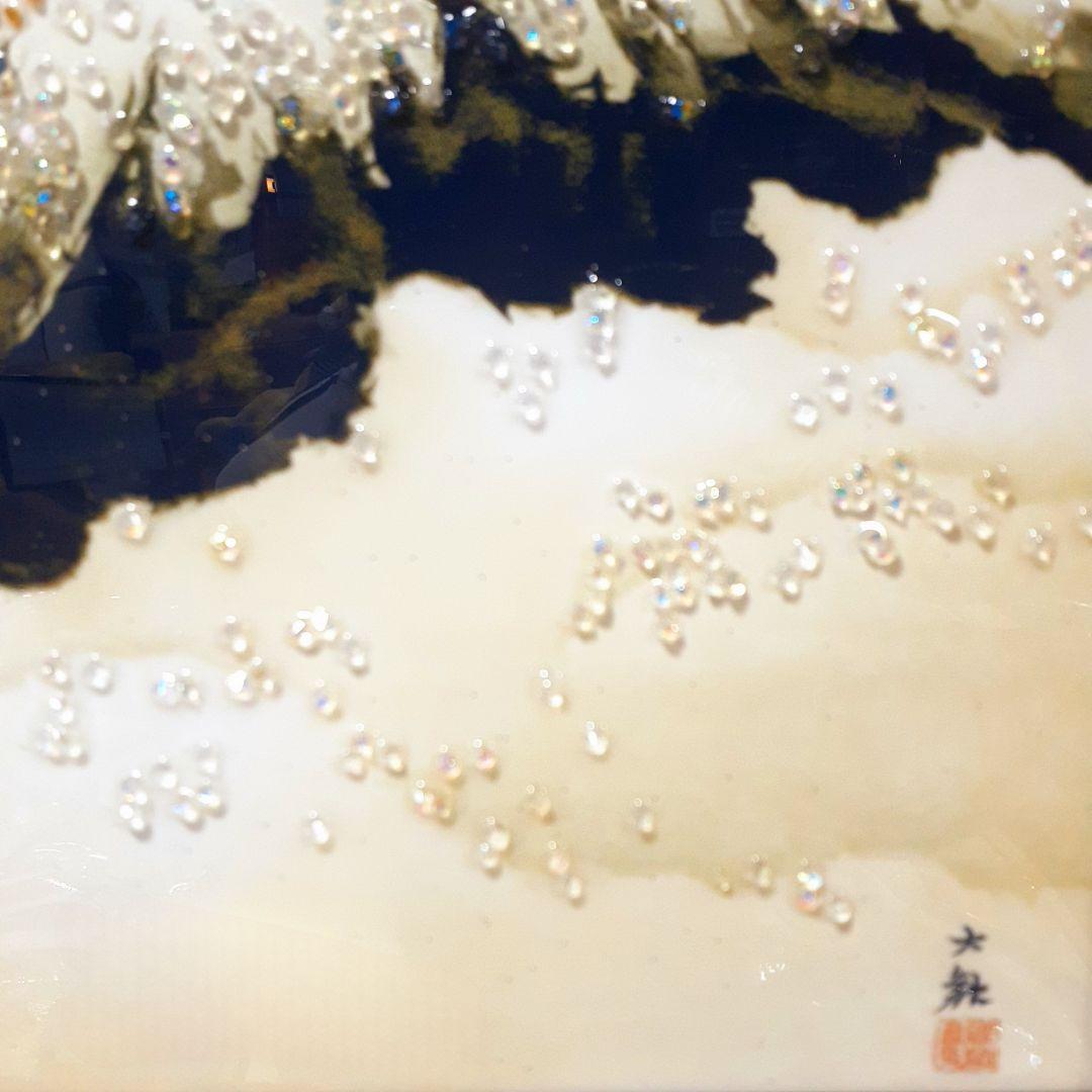 輸入雑貨　天然石　日本名画　『横山大観 霊峰不二』　水晶絵　クリスタルアート