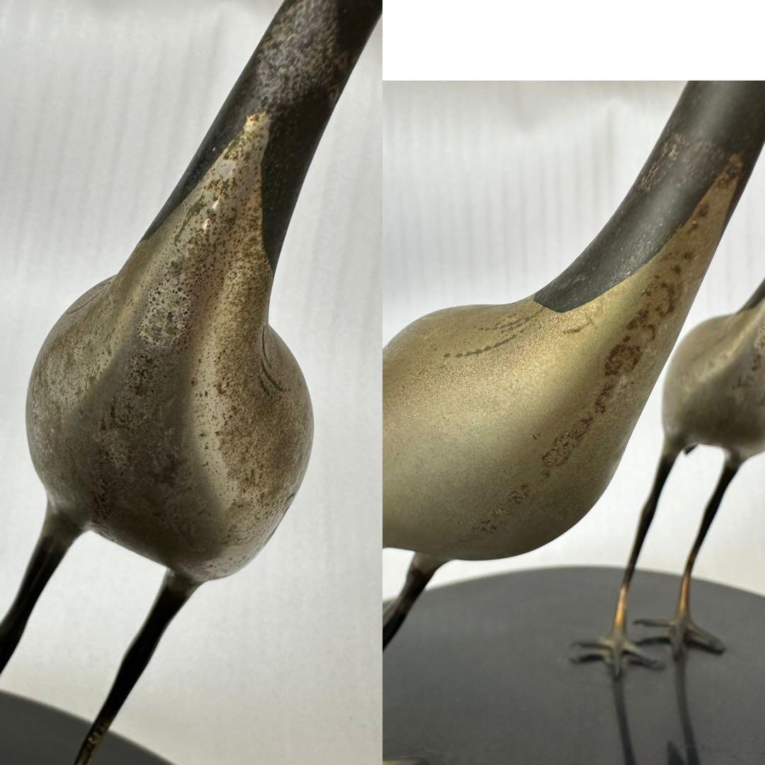 作家物 鶴　2羽 オブジェ　インテリア 高さ約29cm 銅製？