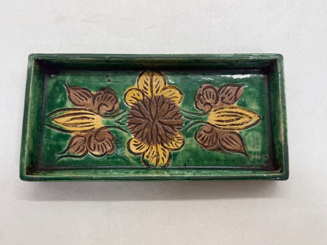 江戸時代　源内焼　角皿5点　三彩　アンティーク　送料込み251214