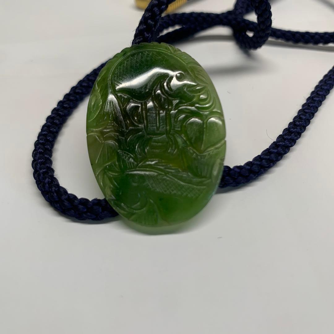 帶留 砡製 翡翠　鯉の滝登り  pur緑　12g