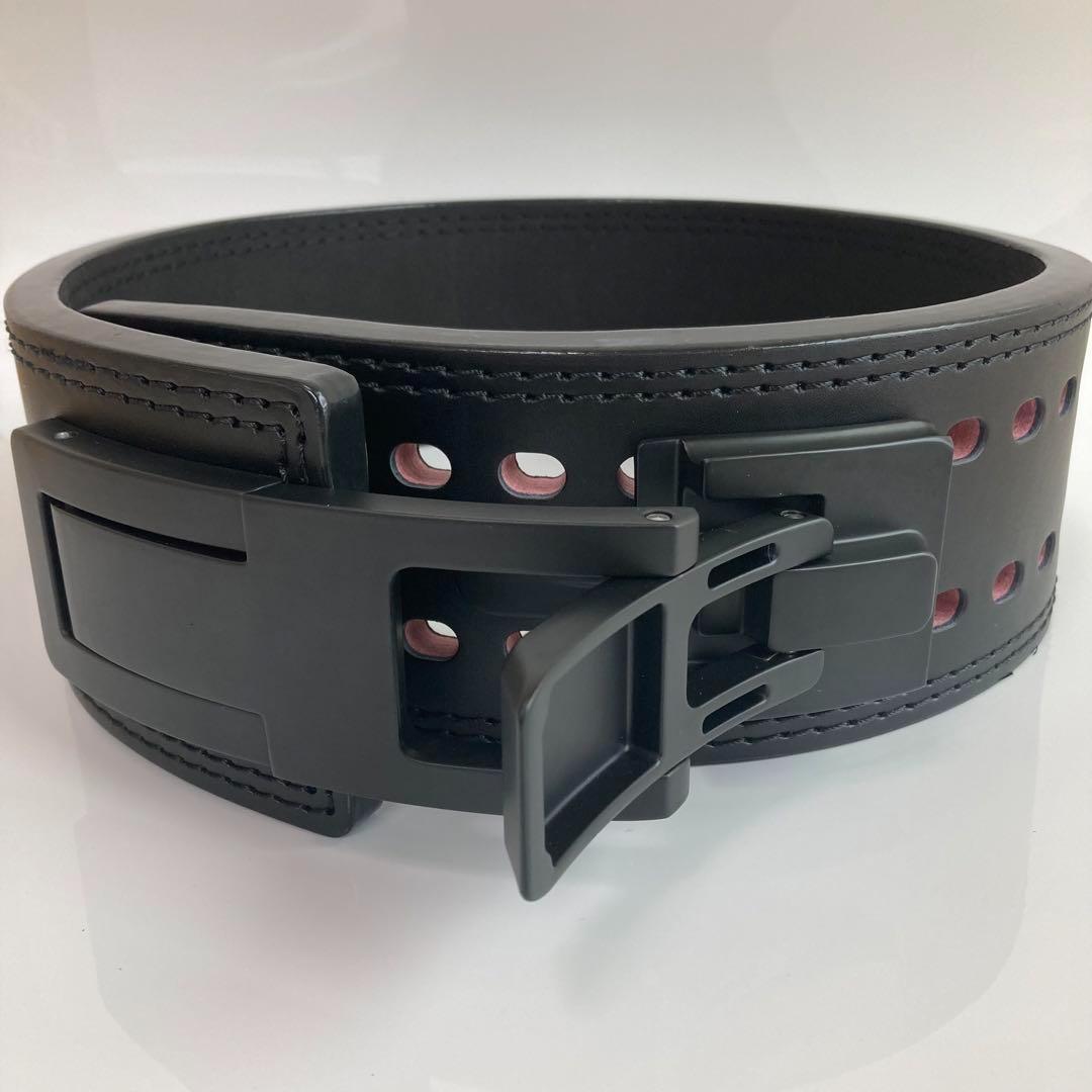 訳有 パワーベルト レバーアクション 本革 ALL BLACK ワンタッチ可変式