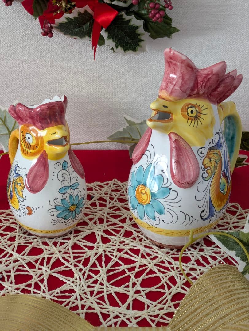 ニワトリピッチャーイタリアアンティーク幸せを守るといわれる一品プレゼントにも