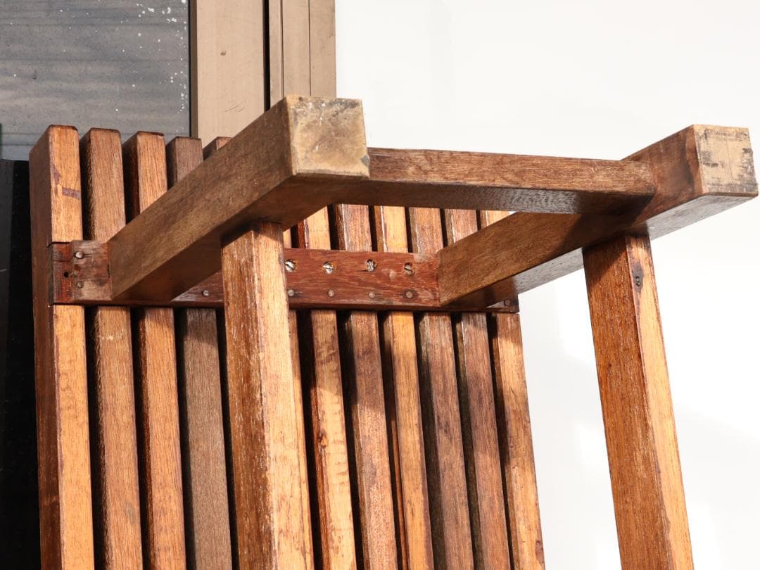 BK235 昭和レトロ　縁台　スリットベンチ　木製　腰掛　長椅子　いす