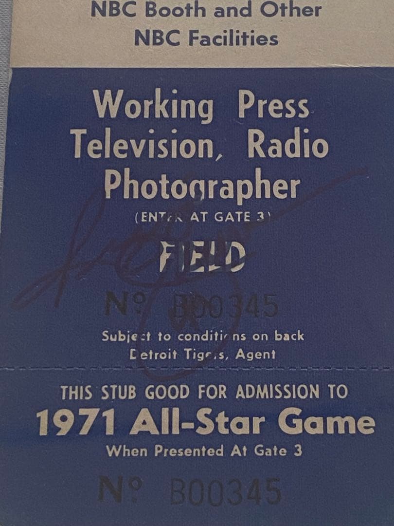1971年　MLB オールスターゲーム　メディア用パス　レジージャクソン　直筆