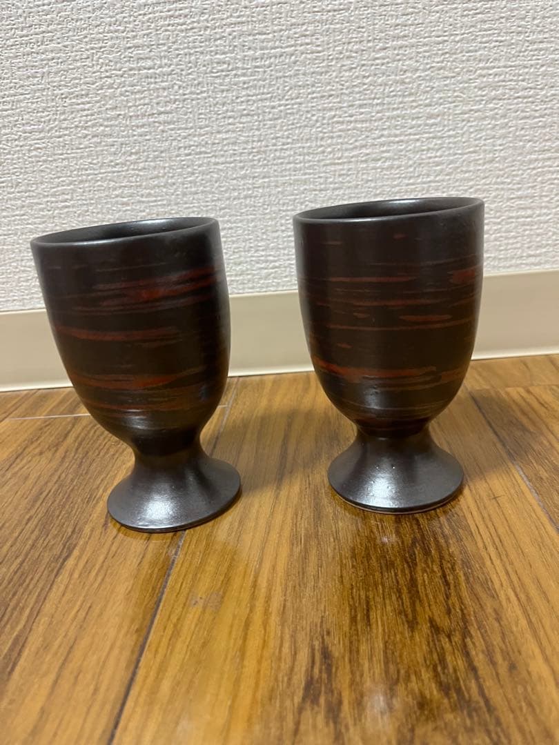 【未使用】小石原焼　人間国宝　福島善三　鉄釉　ぐい呑　セット