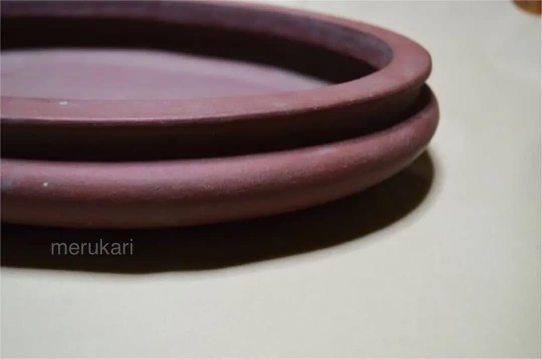 中国古盆器 紫砂 盆栽鉢 紫泥外縁楕円鉢 東寳公造 /蔵出し/唐物/古玩/骨董