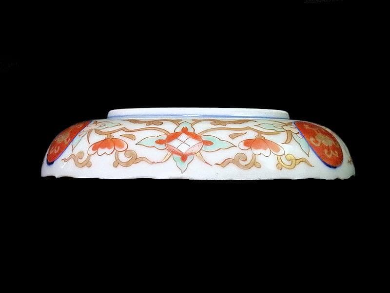 古伊万里　金襴手　松竹梅に花の図　４寸皿　２枚　E774AS-CPv