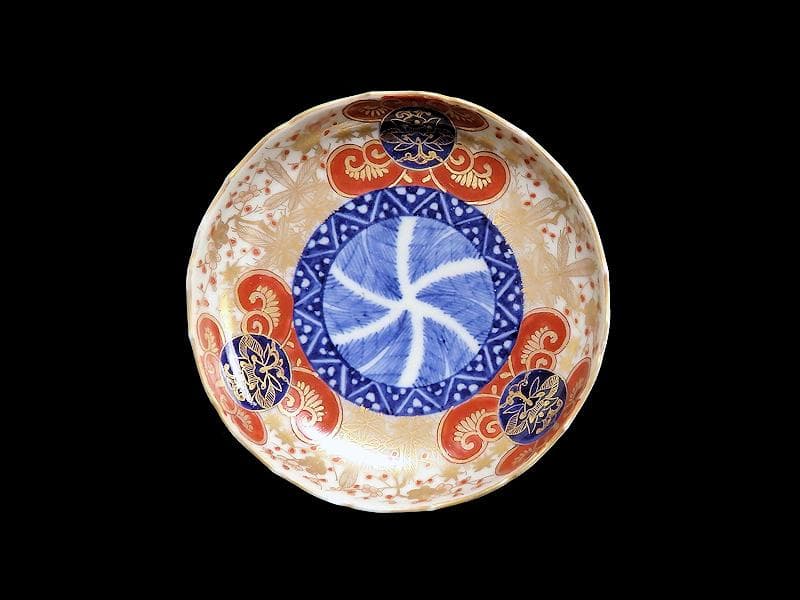 古伊万里　金襴手　松竹梅に花の図　４寸皿　２枚　E774AS-CPv