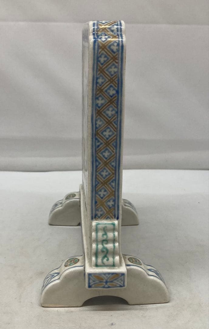 B441b「色絵山水・竹梅図硯屏」清水焼　京焼　文房具