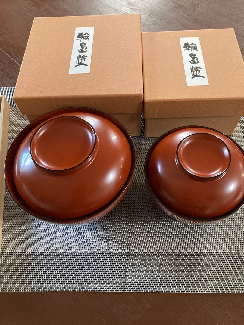 新品未使用品★輪島塗　天然木　漆塗り　お椀　大小2点