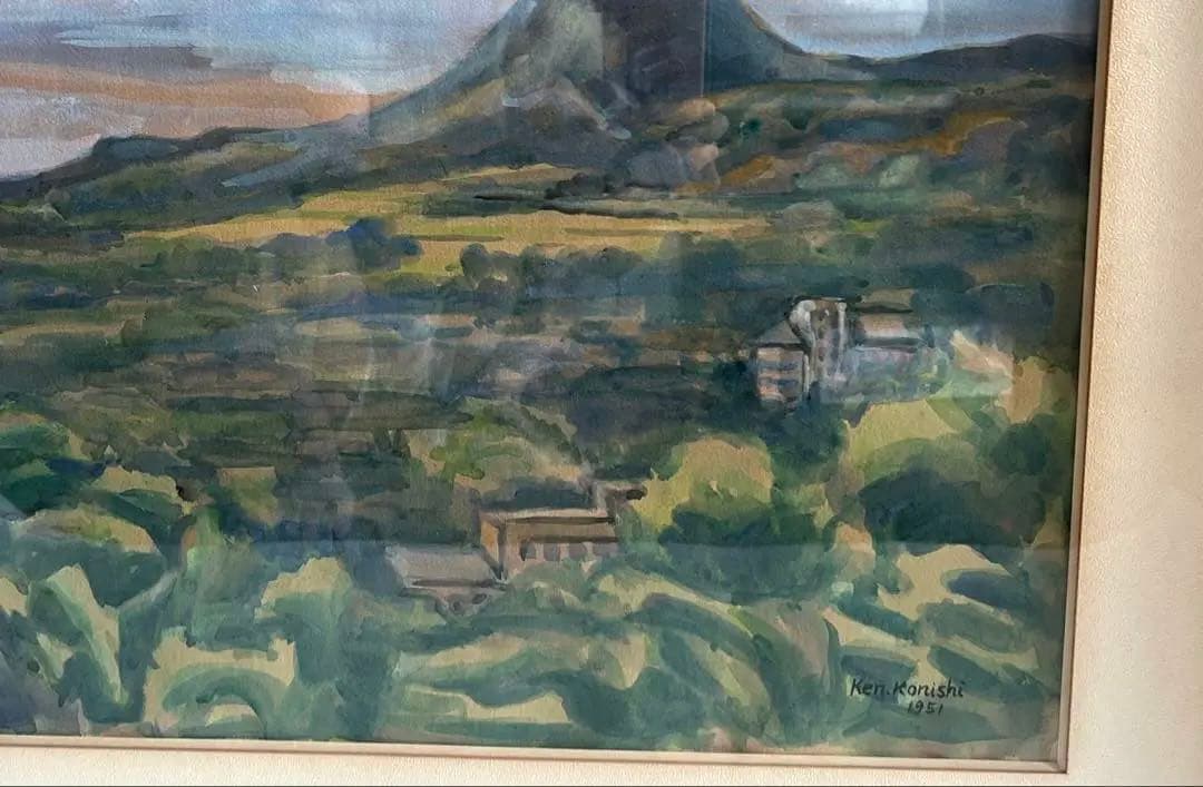 Ken Konishi 小西謙三 水彩画 風景 1951年制作　額装 インテリア