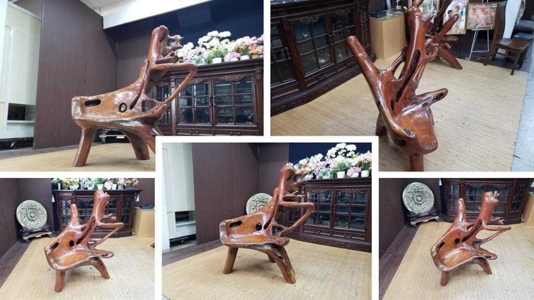 ｌ48　逸品　世界に1つ！ 木の根の テーブル椅子 セット