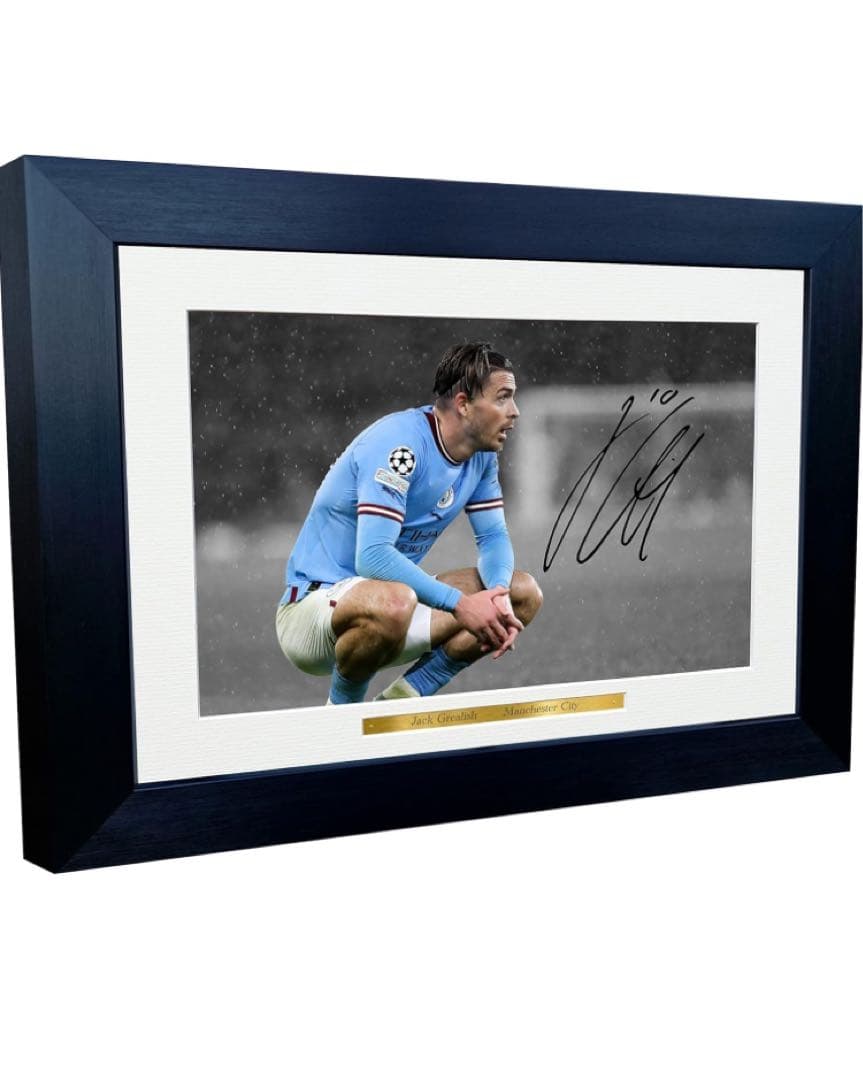 新品未使用 マンチェスター・シティ グリーリッシュ サイン入りフレーム写真
