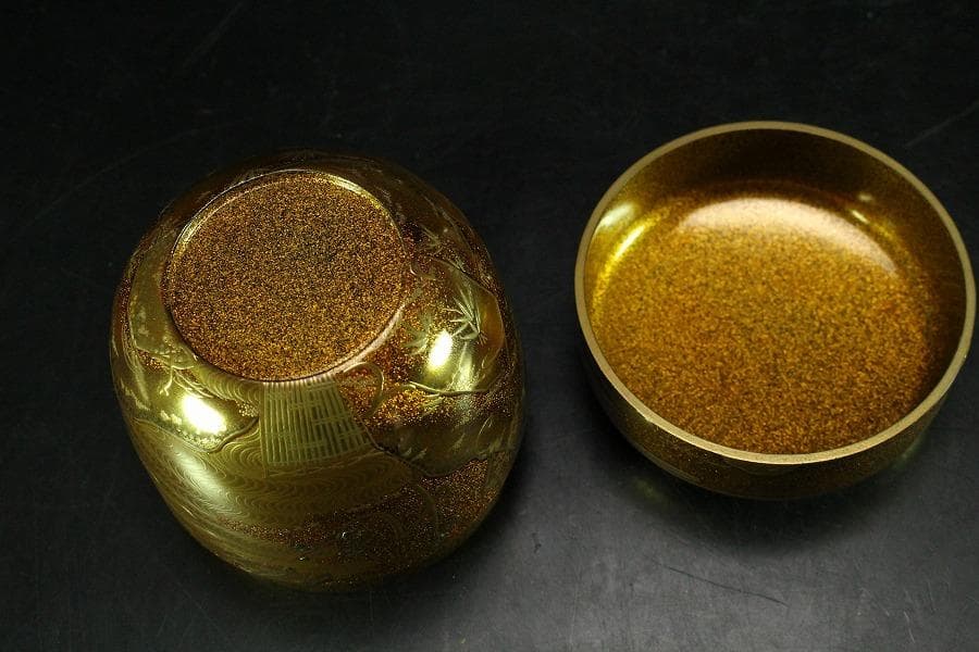 茶道具 輪島塗 初音蒔絵 棗 共箱 美品(K-YC573)