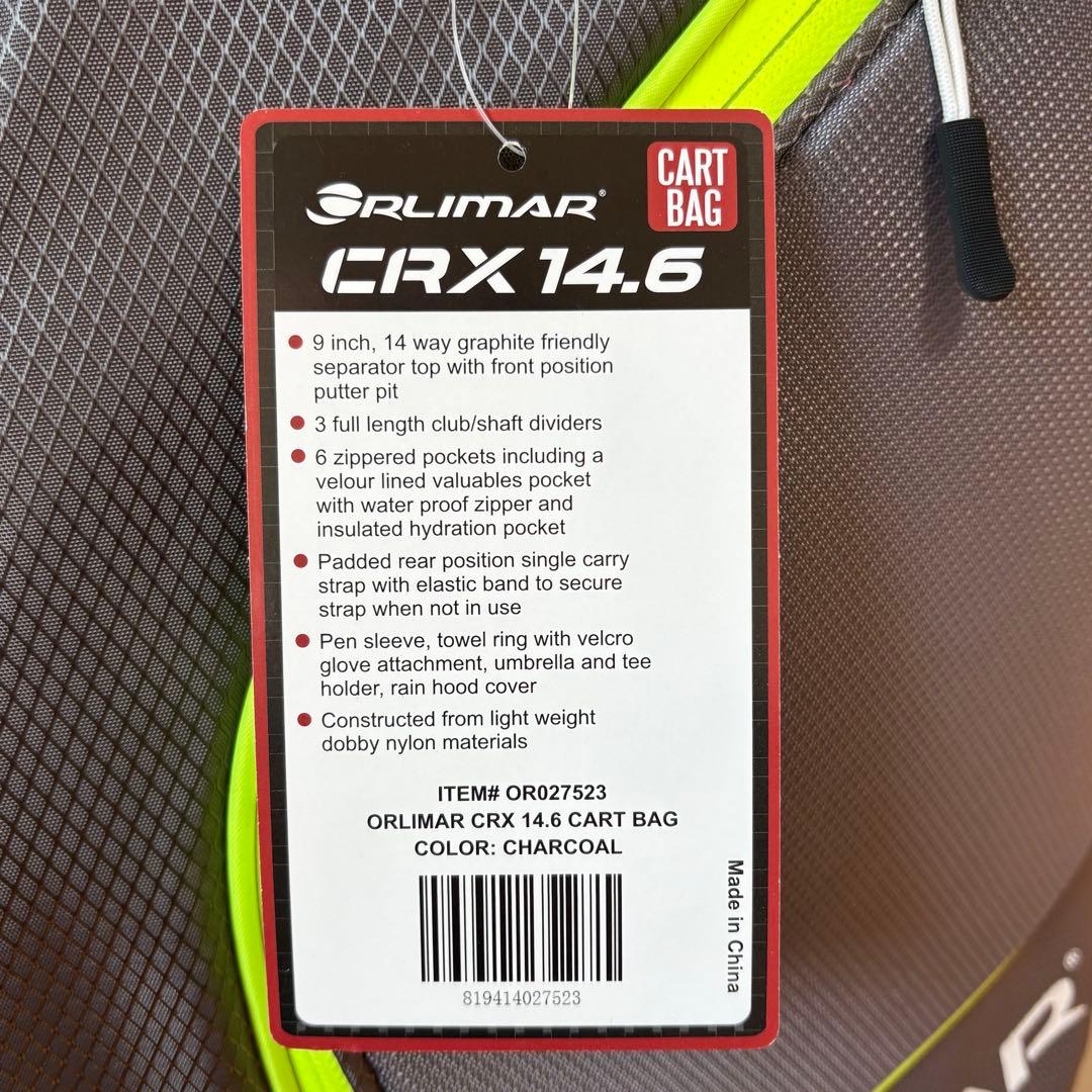 【新品】Orlimar CRX 14.6 カートゴルフバッグ チャコール