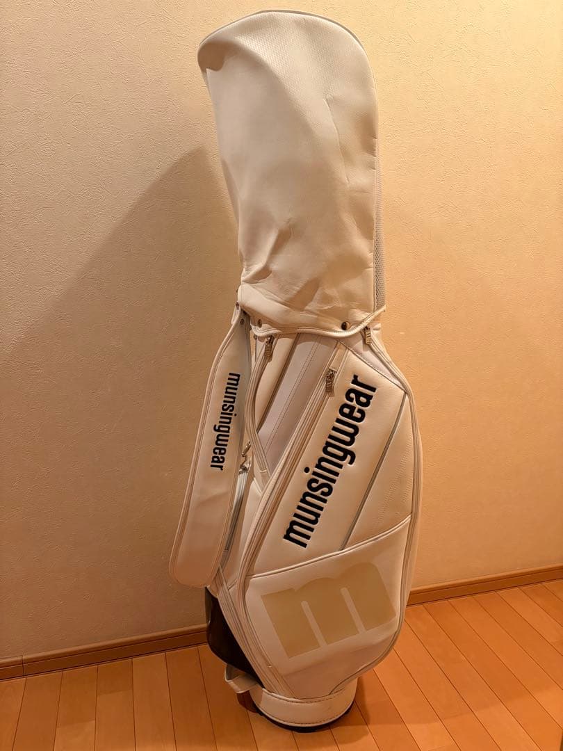 ゴルフ muningwear キャディバッグ ホワイト